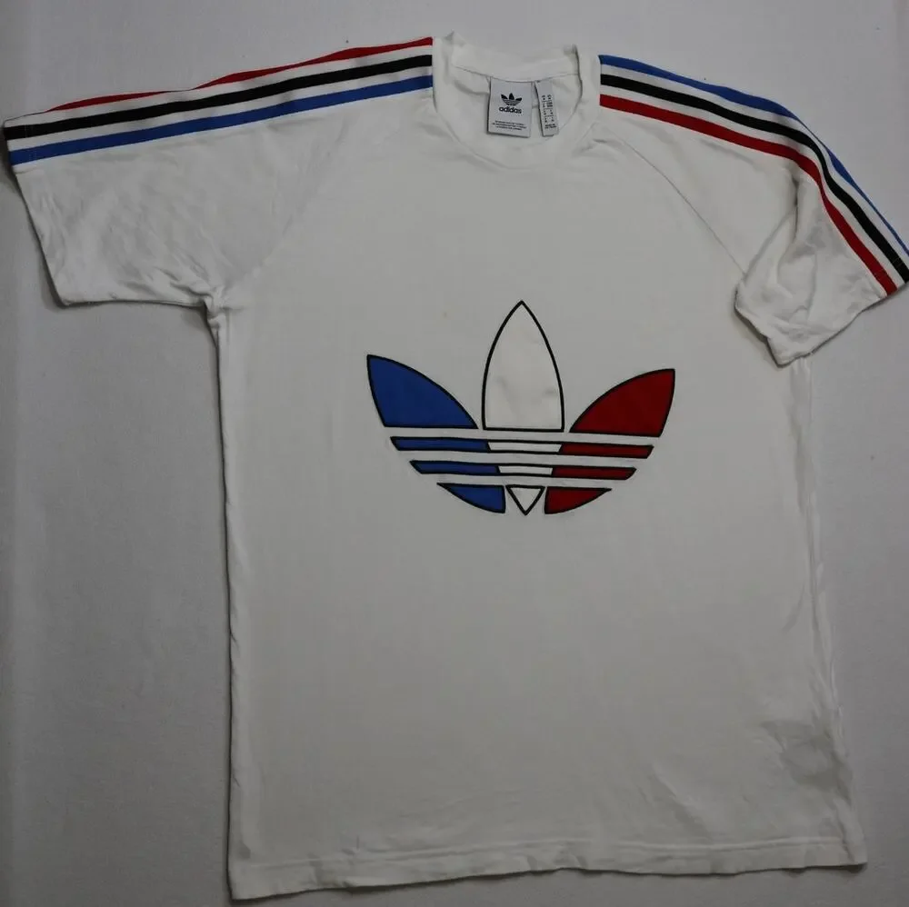 Adidas Originals Tricolor Trefoil Graphic T-Shirt White Men's Size Medium